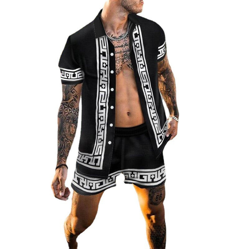 Men's Shorts Casual Loose Beach Suit Short Sleeve Shirt