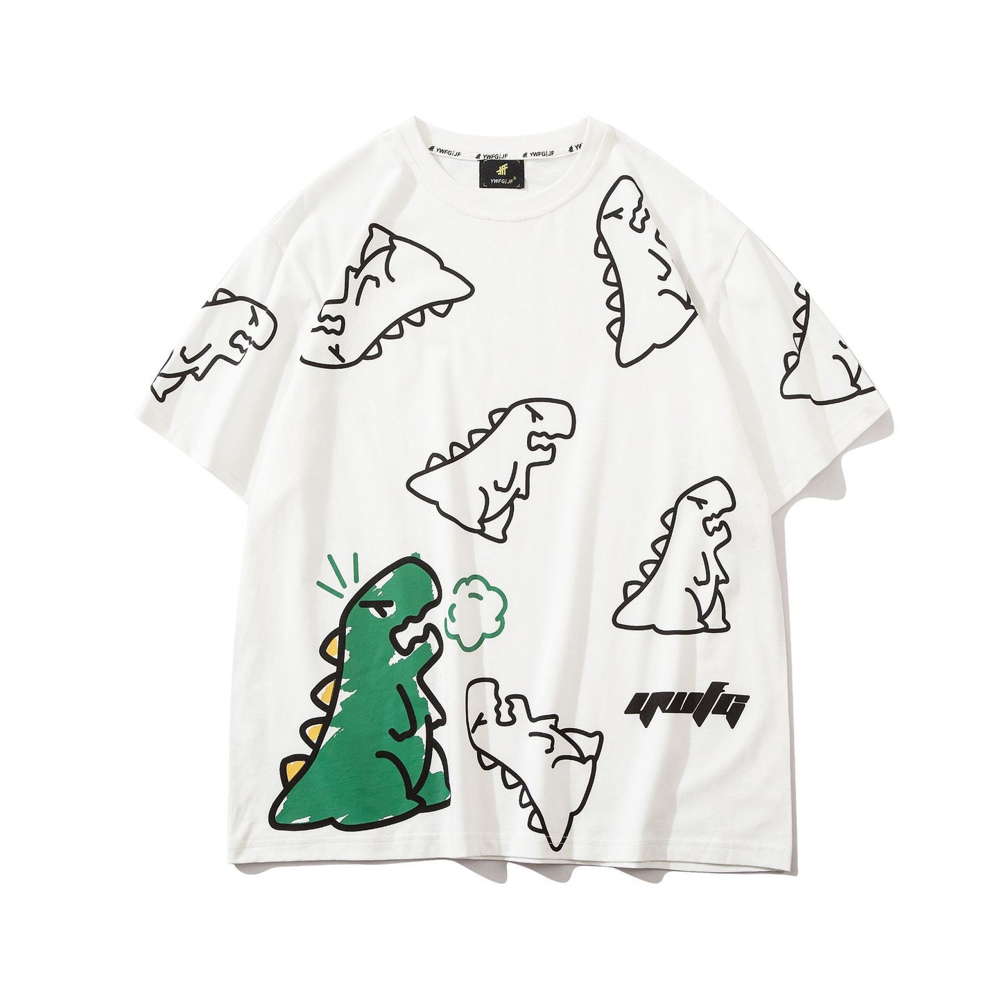 Ins Trend Loose Harajuku Style Printed Small Dinosaur Pattern Men's And Women's T-shirt