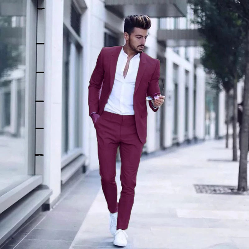 New Men's Two Piece Business Casual Suit