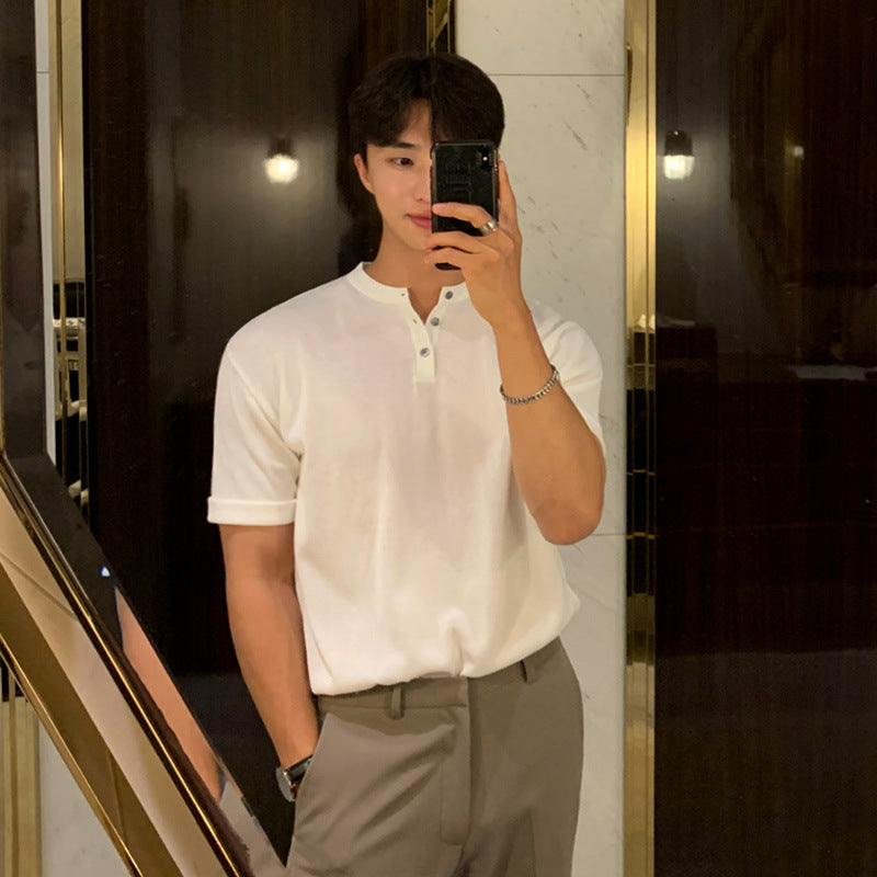 Slim Fit Half Sleeve Top Ice Silk Knit Bottoming Shirt