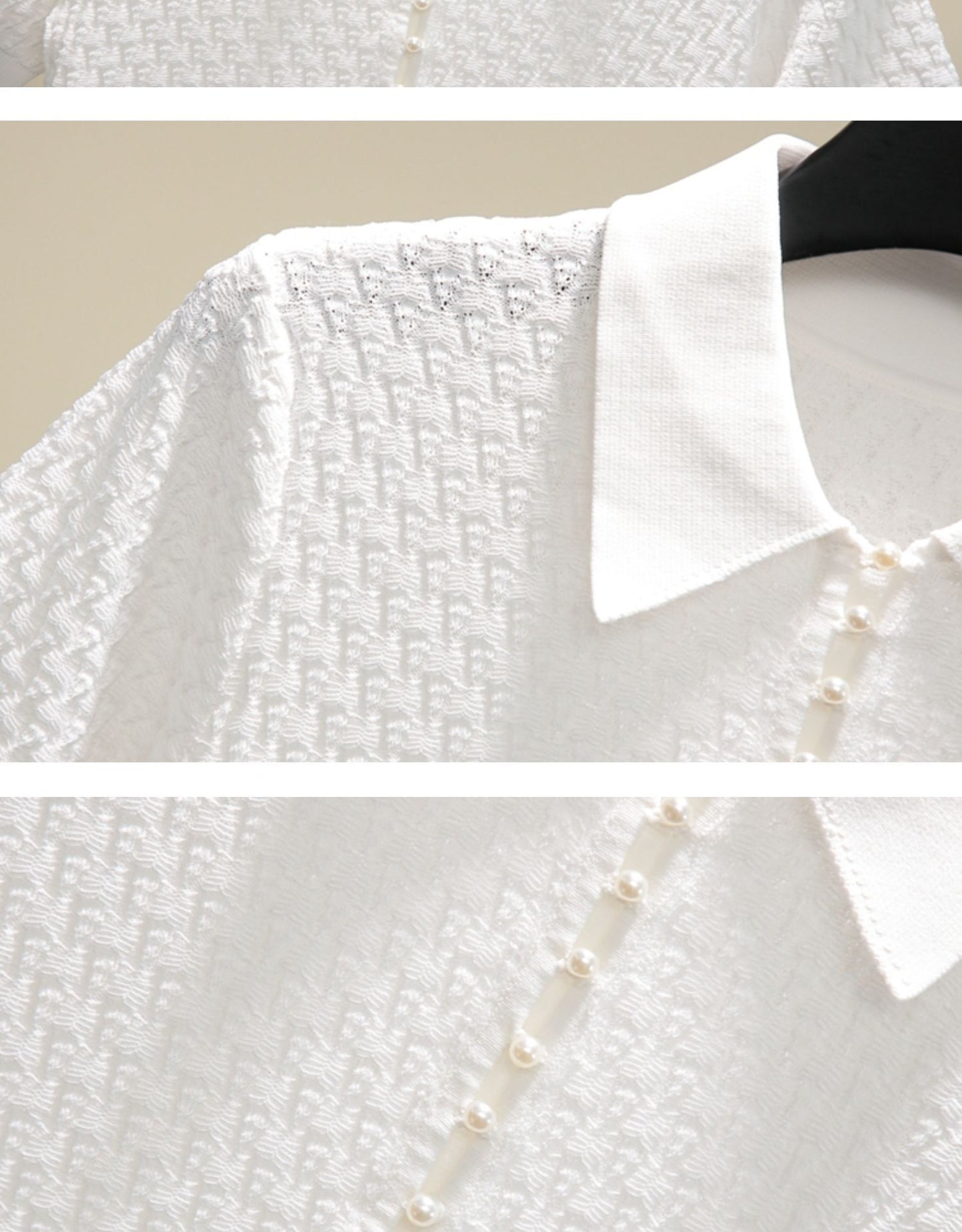 White Polo Collar Short-sleeved Sweater