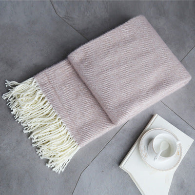 Nordic Style Solid Color Air Conditioning Blanket Blanket Sofa Blanket Mink Velvet