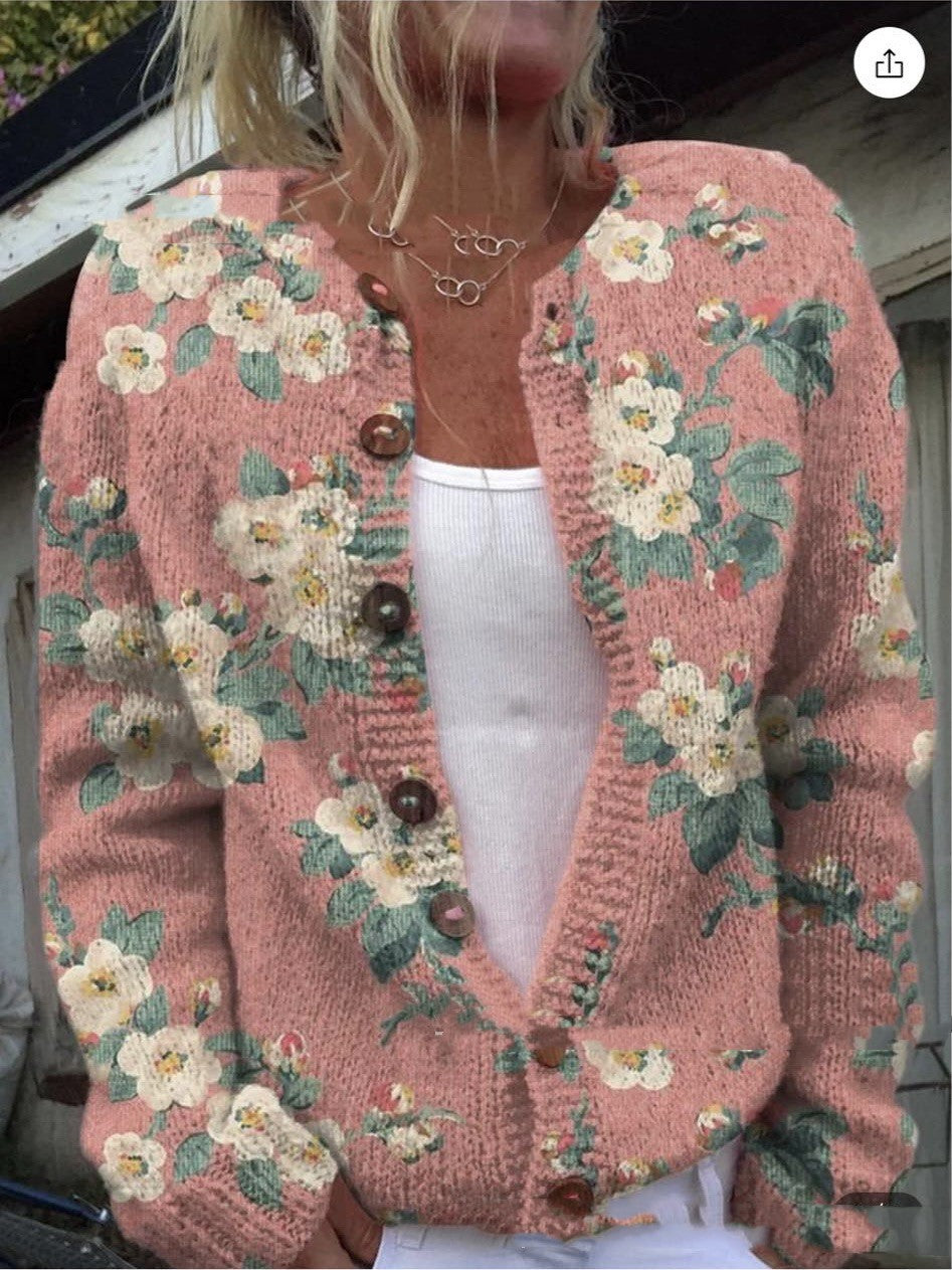 3D Digital Printing Cardigan Knitted Coat Women's Clothing