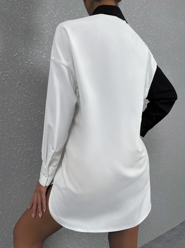 Women's Casual Shirt Black And White Contrast Suitable For Summer