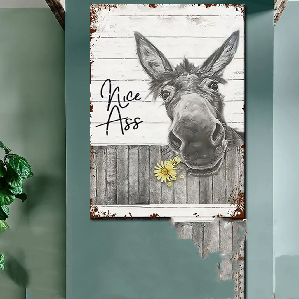 Donkey Bath Hanging Painting Spray-painted Vintage Canvas