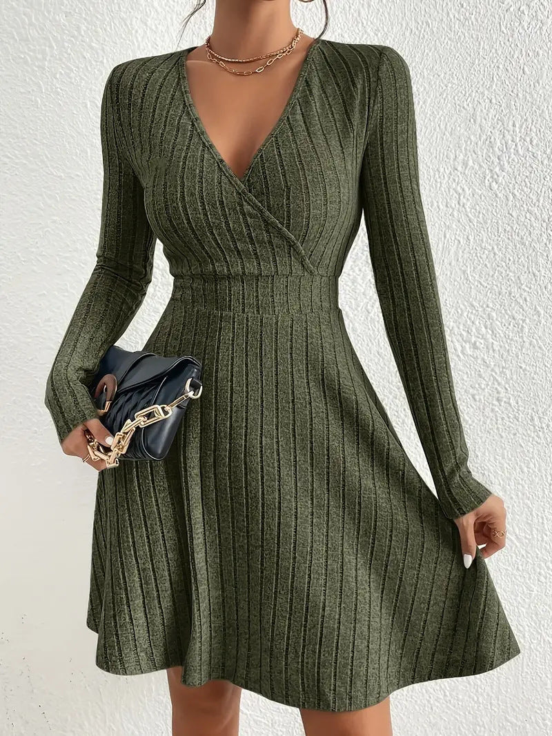 Sexy Slimming Beam Waist Long Sleeve Dress