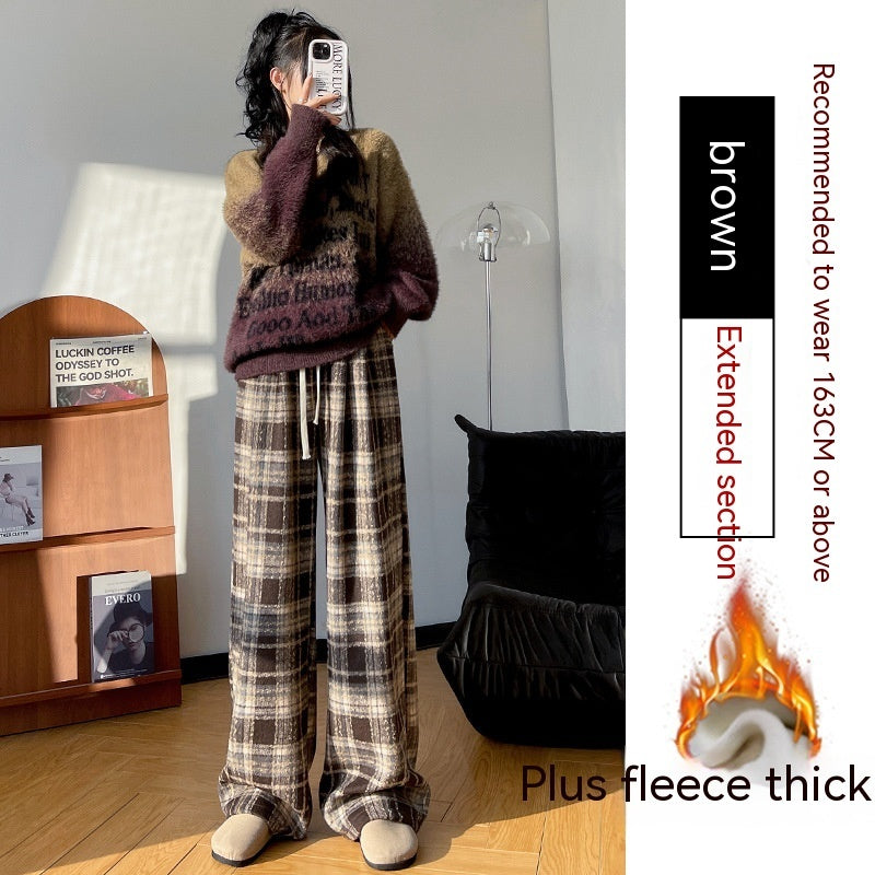 Retro Christmas Plaid Pants Women's High Waist Drooping
