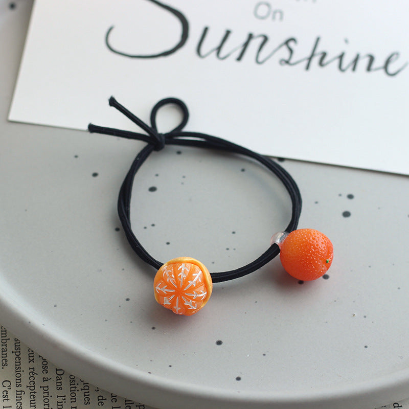 Double Orange Hair Band Bracelet Super Cute Emulational Fruit Head Rope