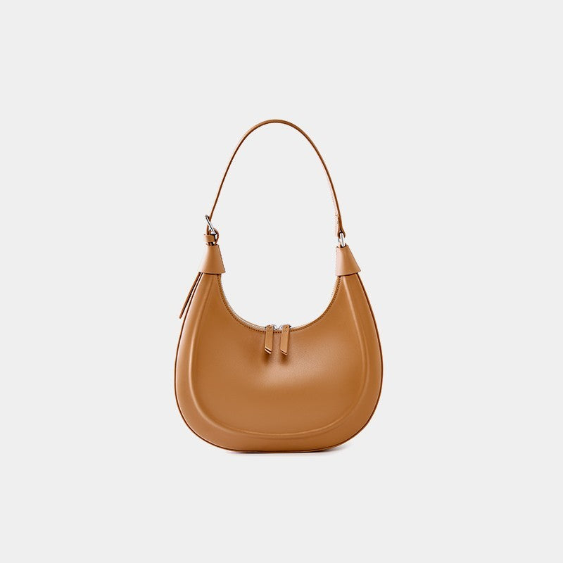 New Crescent Light Luxury Leather Crossbody Saddle Bag