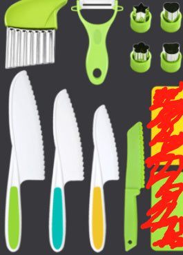 Wave Cutting Board Plastic Fruit Knife Set