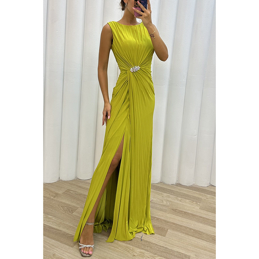 Women's Fashion Pleated Split Casual Dress