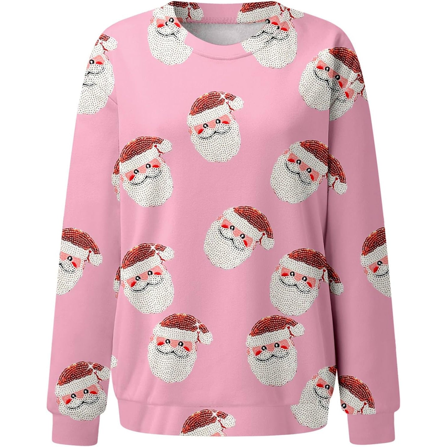 New Hot Sale Women's Casual Capless Round Neck Regular Drop Shoulder Sweater Pullover Print Top