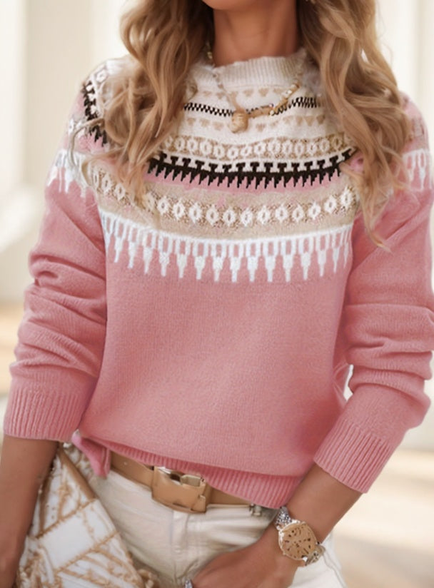 Women's Casual Round Neck Long Sleeve Knit Sweater