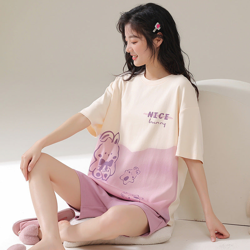 Pajamas Summer Women's Suit Pure Cotton High-grade Short-sleeved Shorts