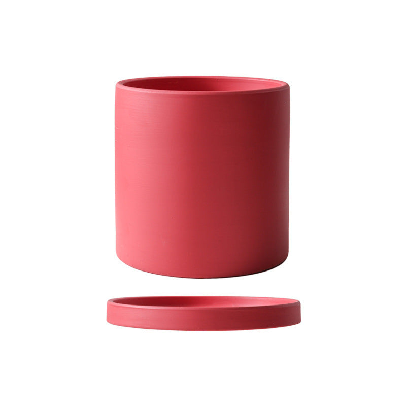 Ceramic Flowerpot With Straight Tube And Tray
