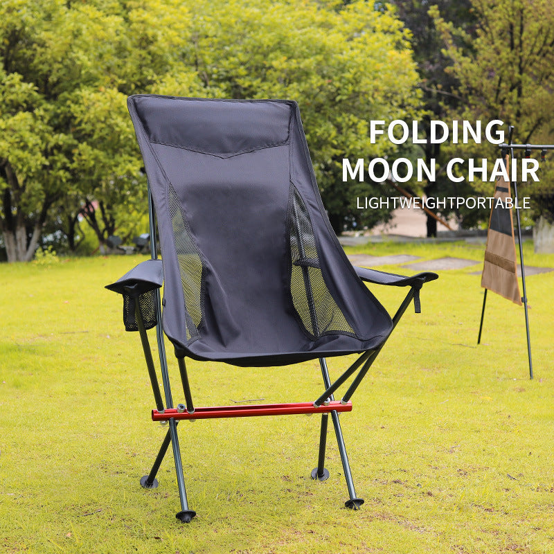 Outdoor Camping Aluminum High Strap Armrest Folding Chair