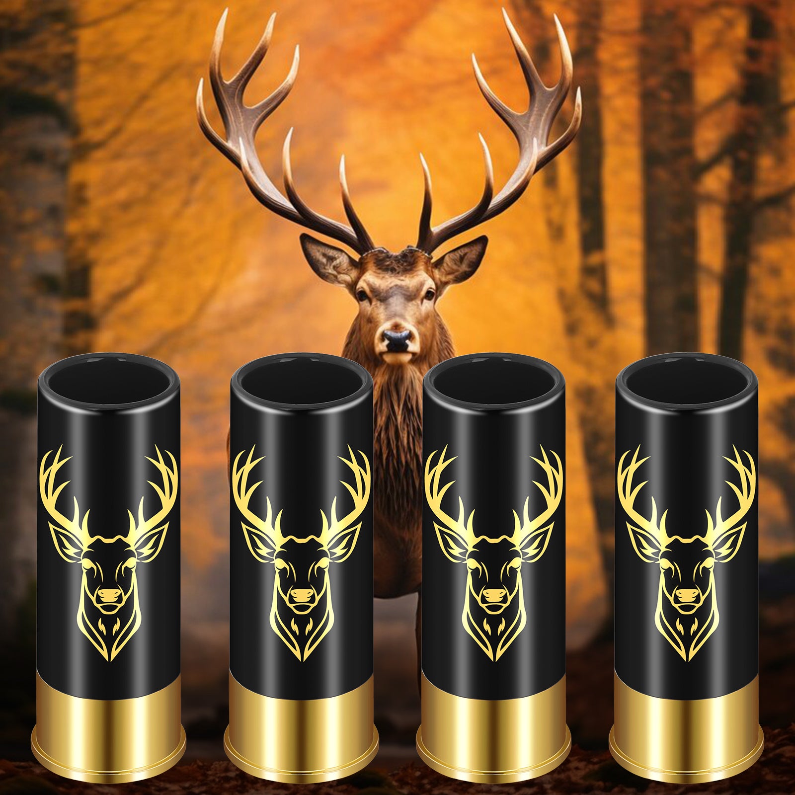 4 Deer Heads 1.5 Ounces - Reusable High-quality Plastic Bullet Cup, Suitable For Whiskey, Cocktails, And Wine, Perfect For Bars, Parties, And Gifts