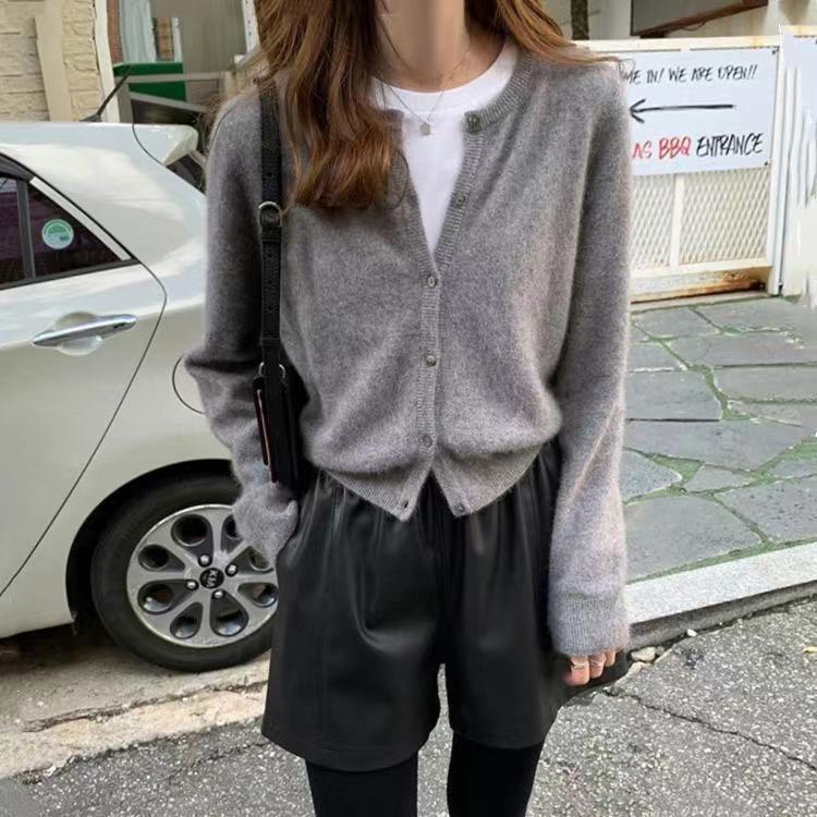 Fashion Round Neck Knitted Cardigan Loose-fitting Outerwear Sweater Coat