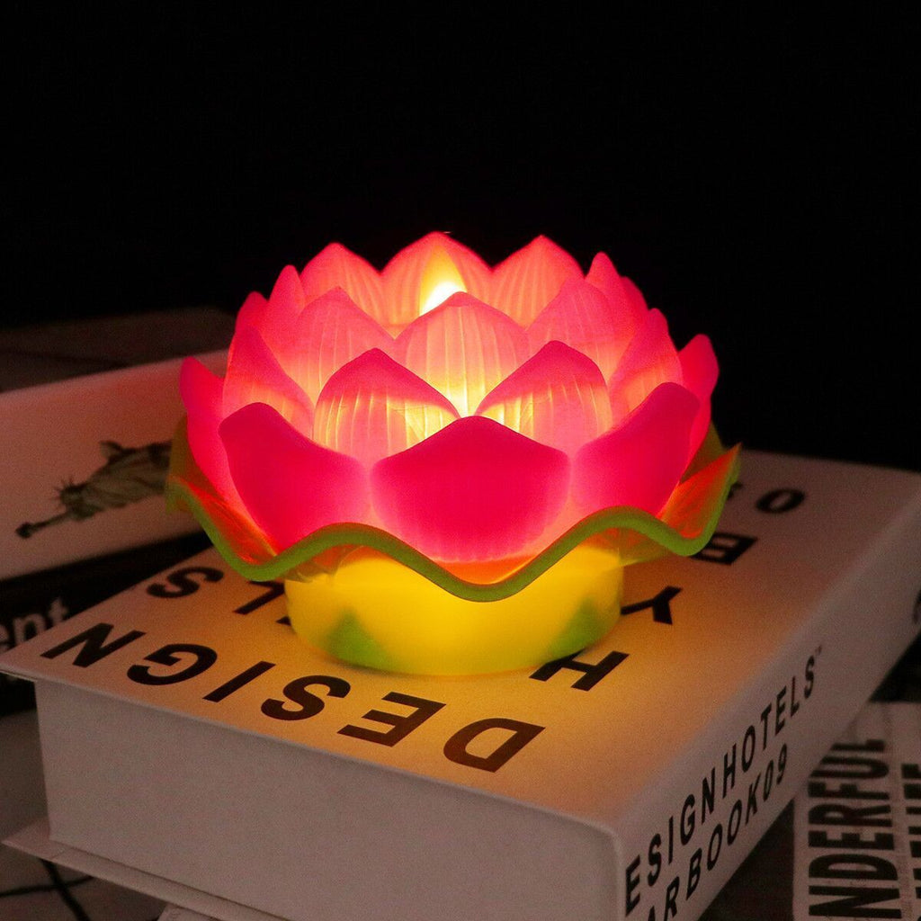 Lotus Candle Lotus Lamp Legal Props Changming Lamp Plastic Luminous Electronic Candle Ornaments