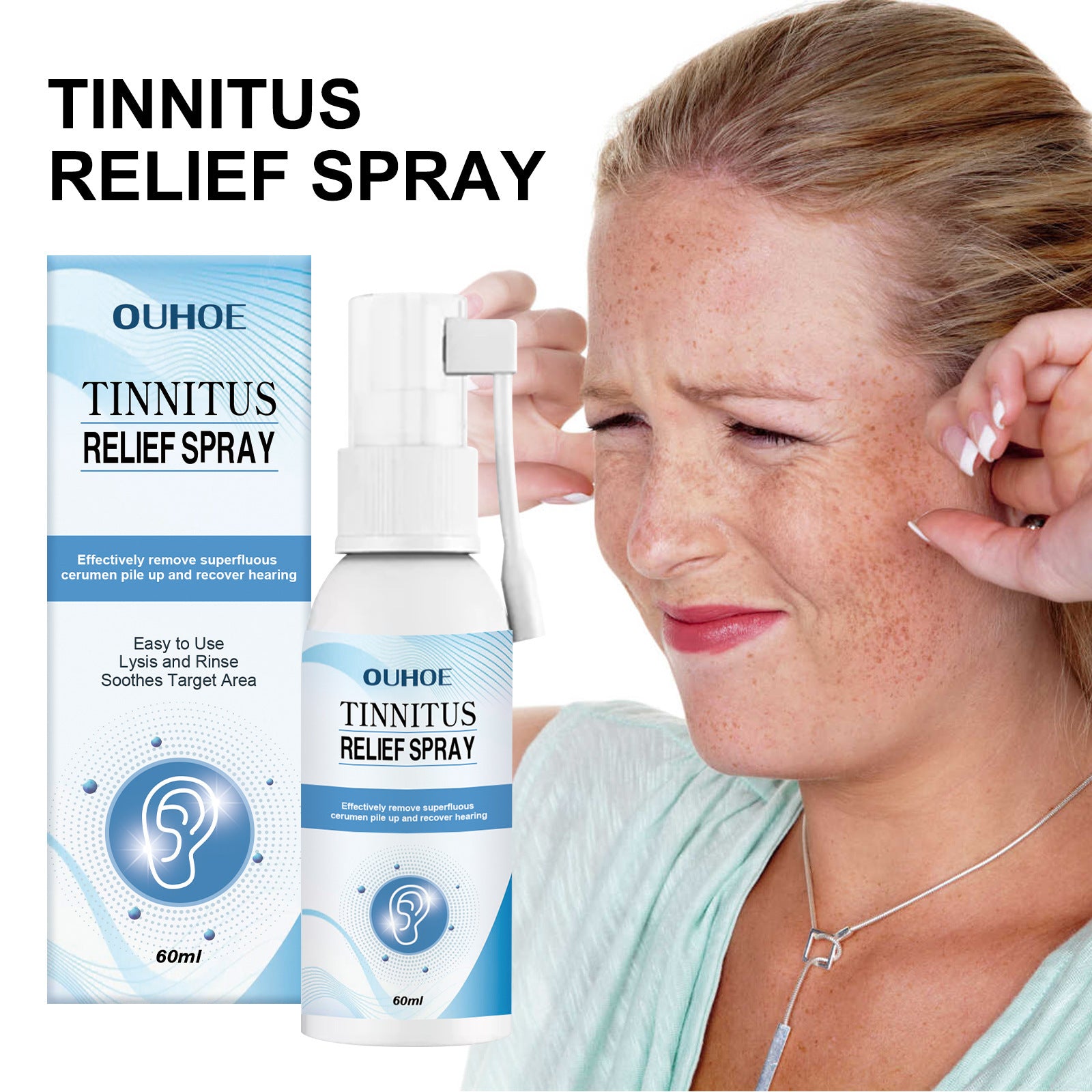 Tinnitus Relief Spray Relieving Ear Discomfort Back Earplugs Earwax Cleaning Care Spray