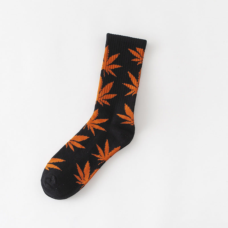 Women's Leaves Are Cotton Middle Tube Socks Thick