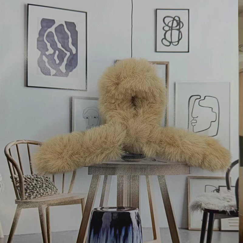 Korean Style Solid Color Plush Shark Clip Headdress