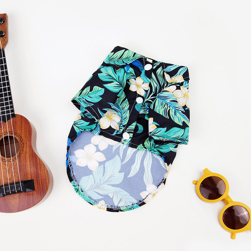 Pet Clothes Teddy Bichon Pomeranian Jarre Aero Bull Cat Dog Summer Thin Large Dog Pet Hawaiian Shirt