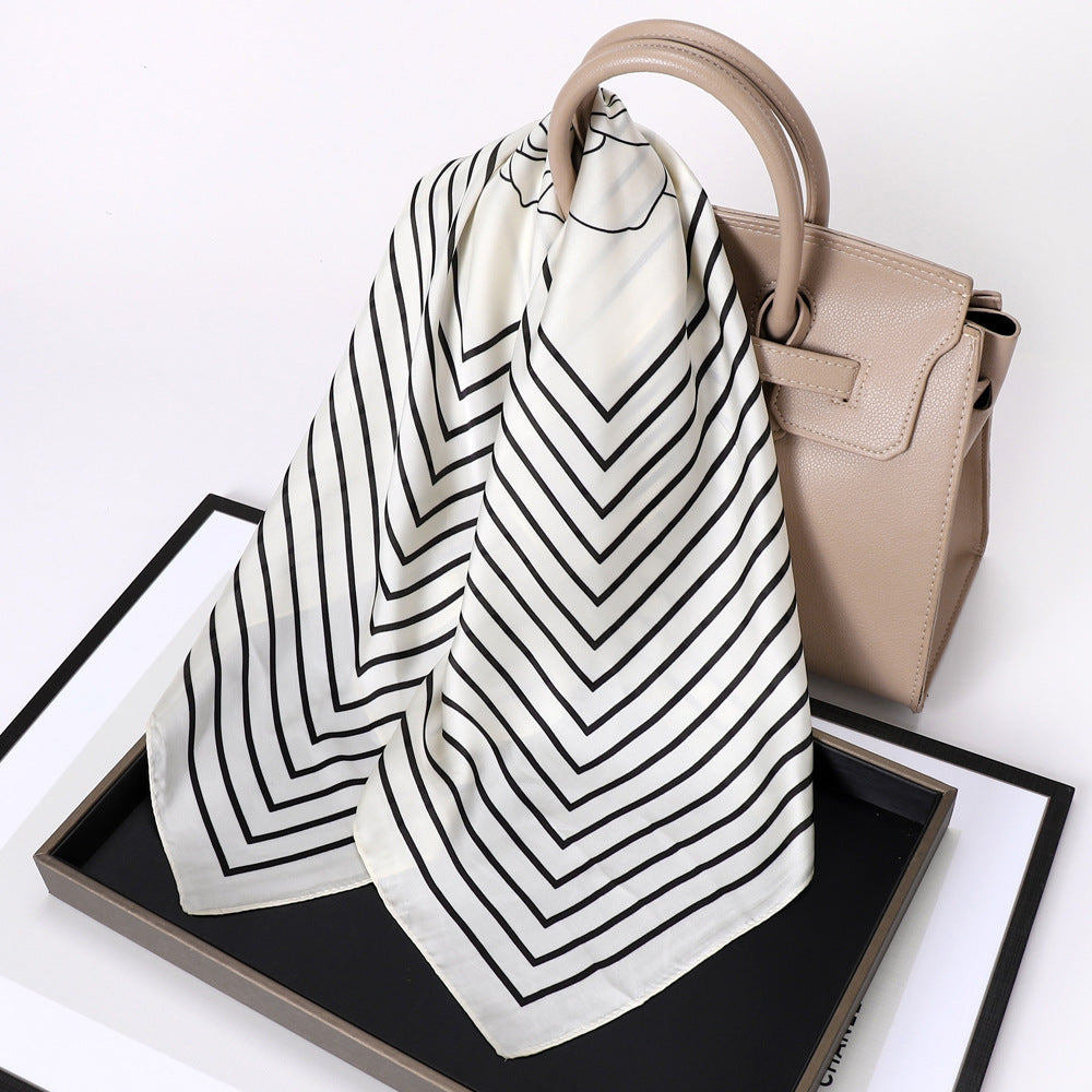 Small Square Towel Silk Scarf Retro Three-dimensional Letter Printing Ladies New