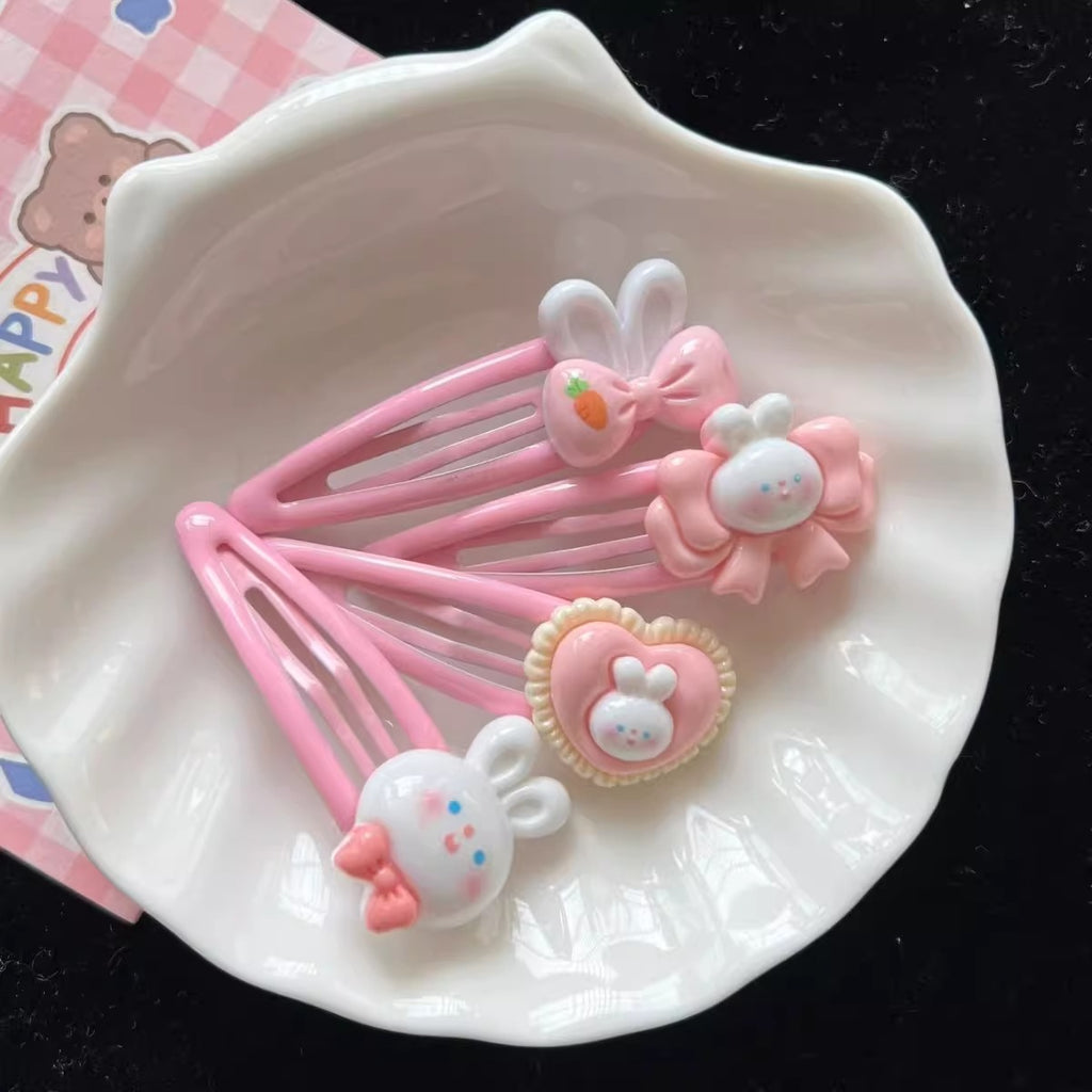 Cartoon Love Bunny Barrettes Broken Hair BB Clip Cute Bow Hair Clip Forehead Bang Clip Headdress