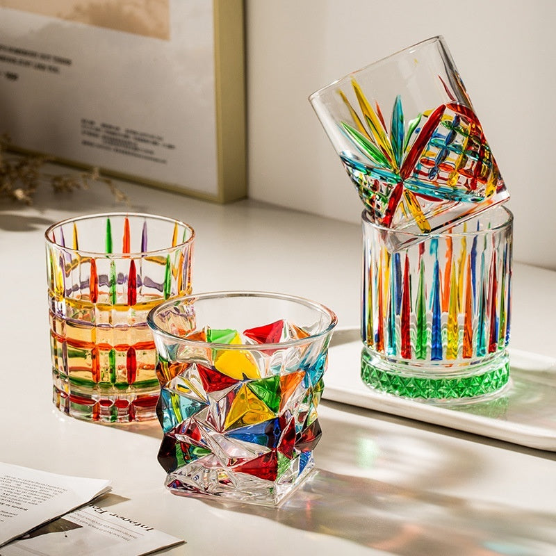 Italian Crystal Glasses Hand-painted Glass