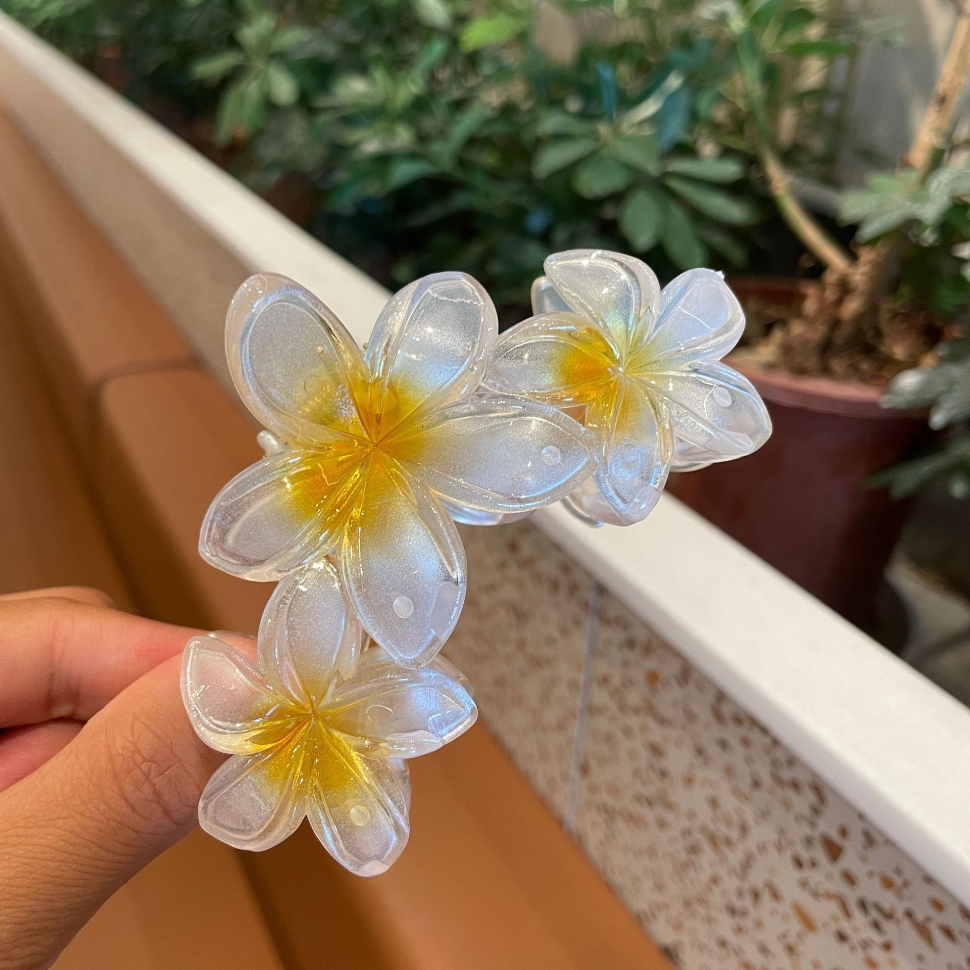 Stereo Color Plumeria Rubra Large Hair Clip