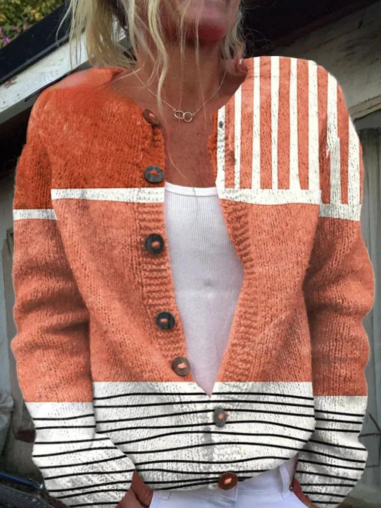 3D Digital Printing Cardigan Knitted Coat