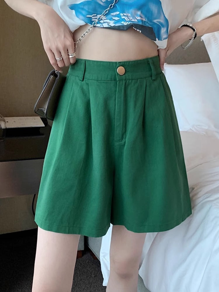 Corduroy Casual Shorts Women's High Waist Loose