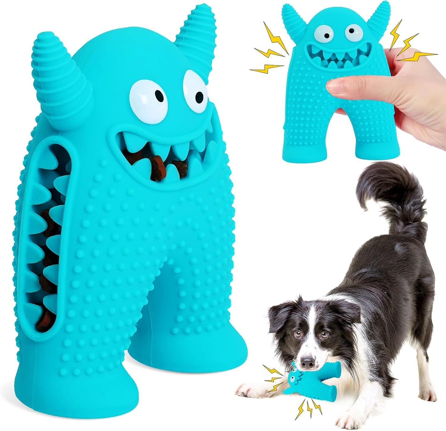 Squeaky Dog Toys For Aggressive Chewers,Durable Interactive Dog Chew Toy For Small Dogs,Natural Rubber Teeth Cleaning Puppy Treat Toys