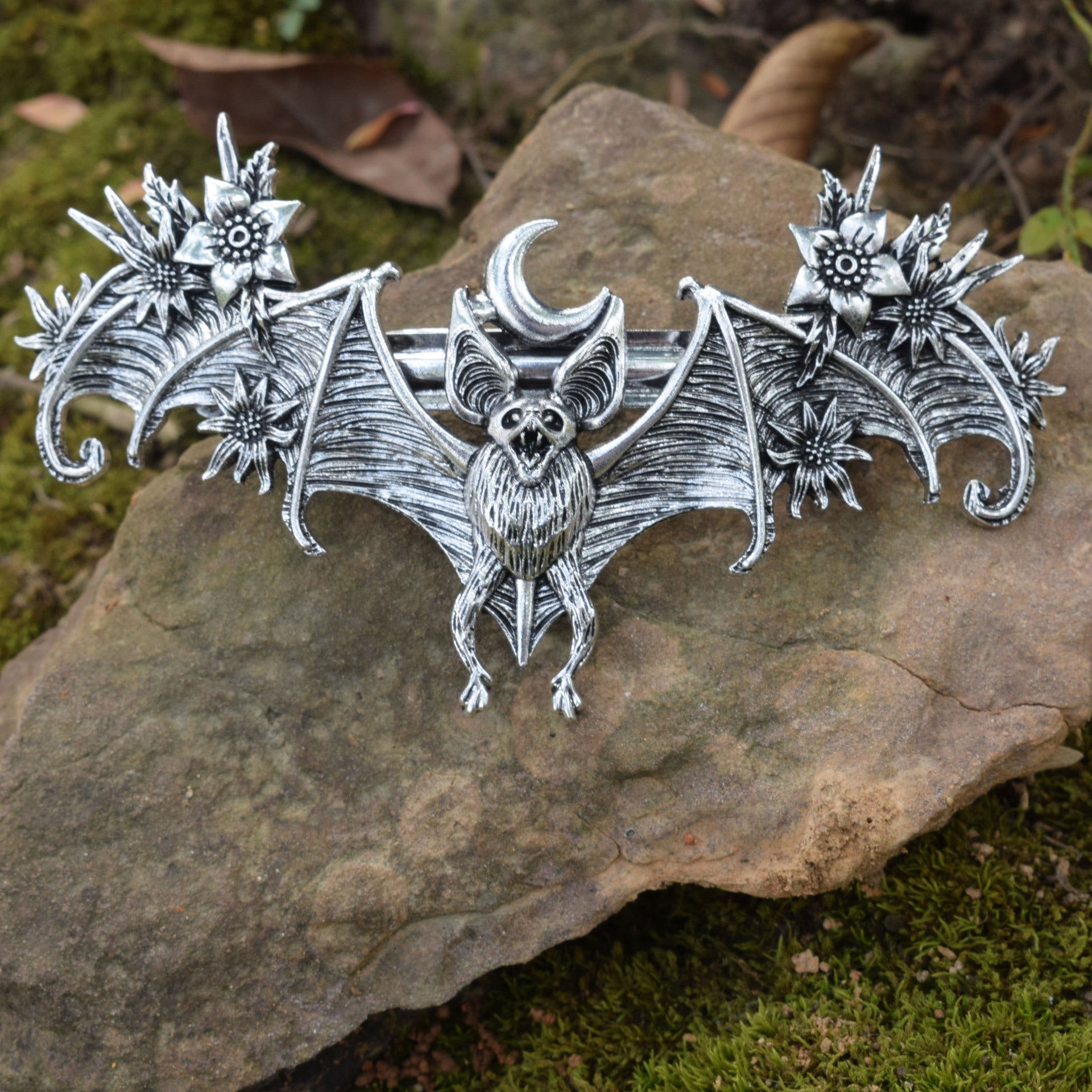 Witch Black Bat Hair Slide A Metal Hair Accessory