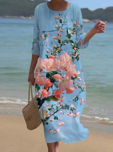 Women's Floral Art Printed Leisure Vacation Dress