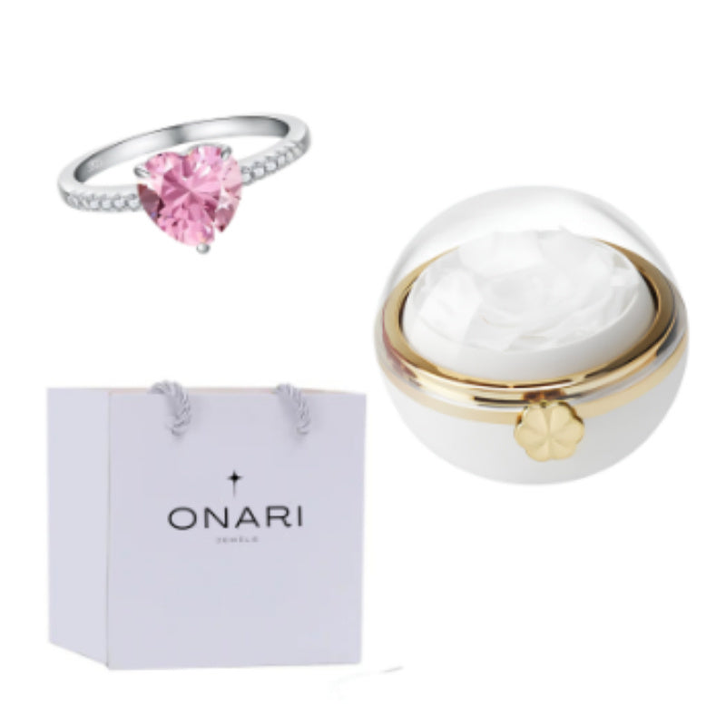 Circular Rotatable Eternal Flower Jewelry Box