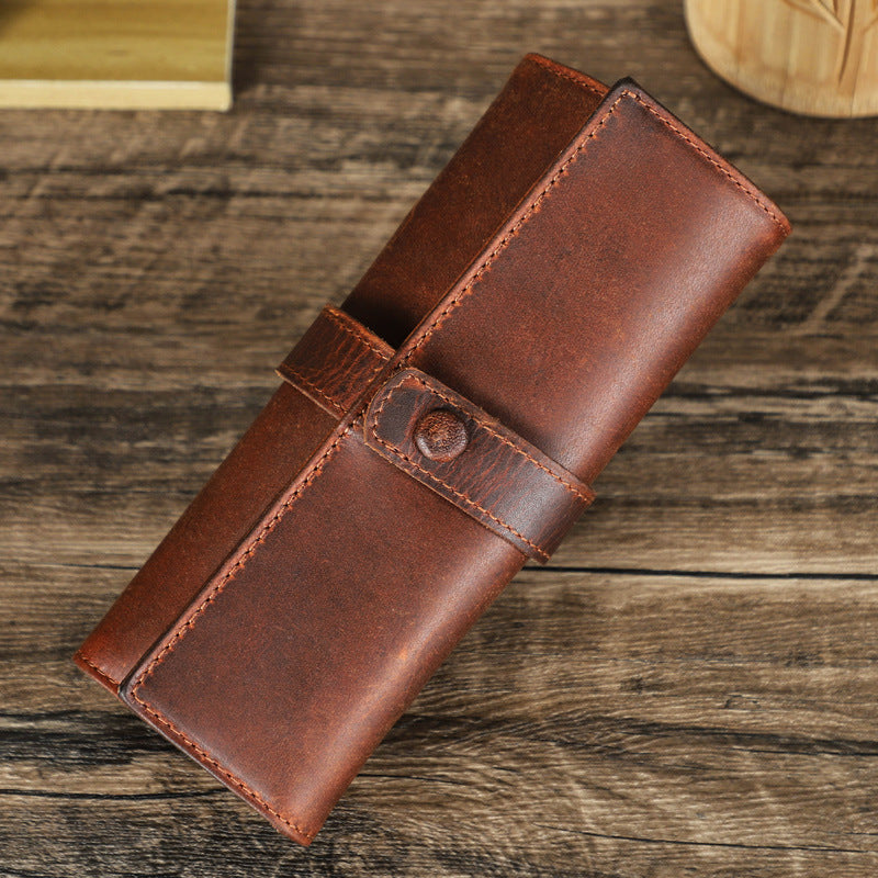 Fashion Retro Crazy Horse Leather Buckle Casual Watch Buggy Bag