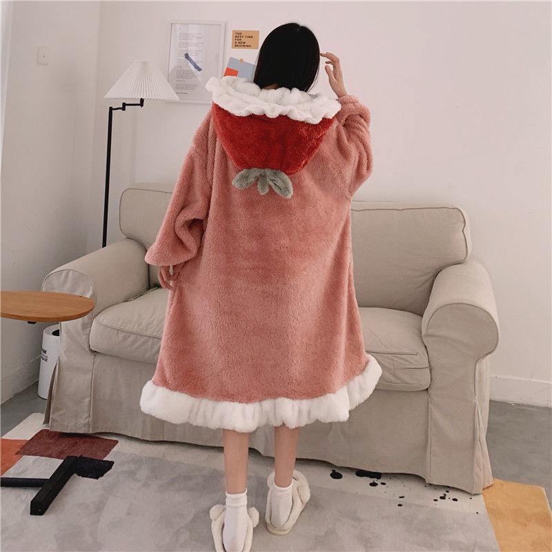 Women's Flannel Warm Loose Pajamas Suit