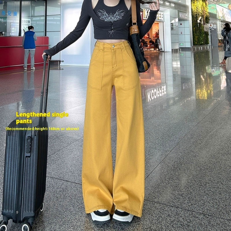 Women's High Waist Straight Jeans Loose Wide Leg