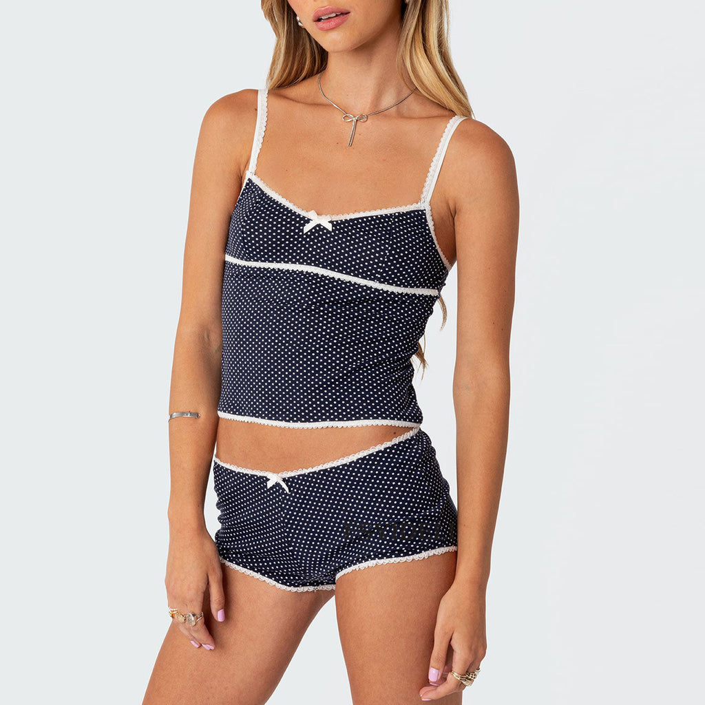 Top Lace Stitching Sexy Shorts Two-piece