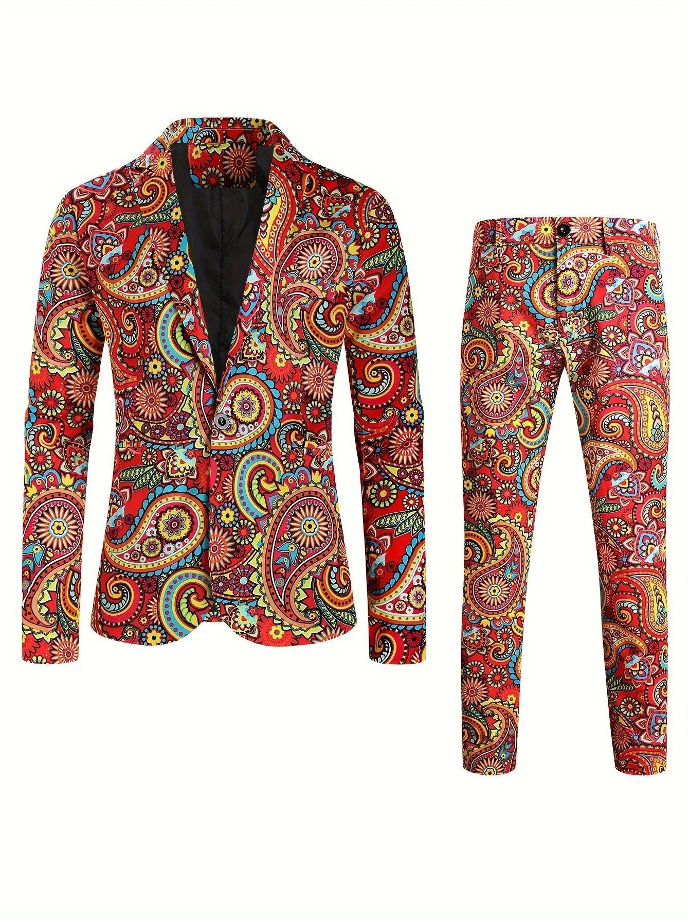 Autumn And Winter New Men's Leisure Suit Floral Print Suit