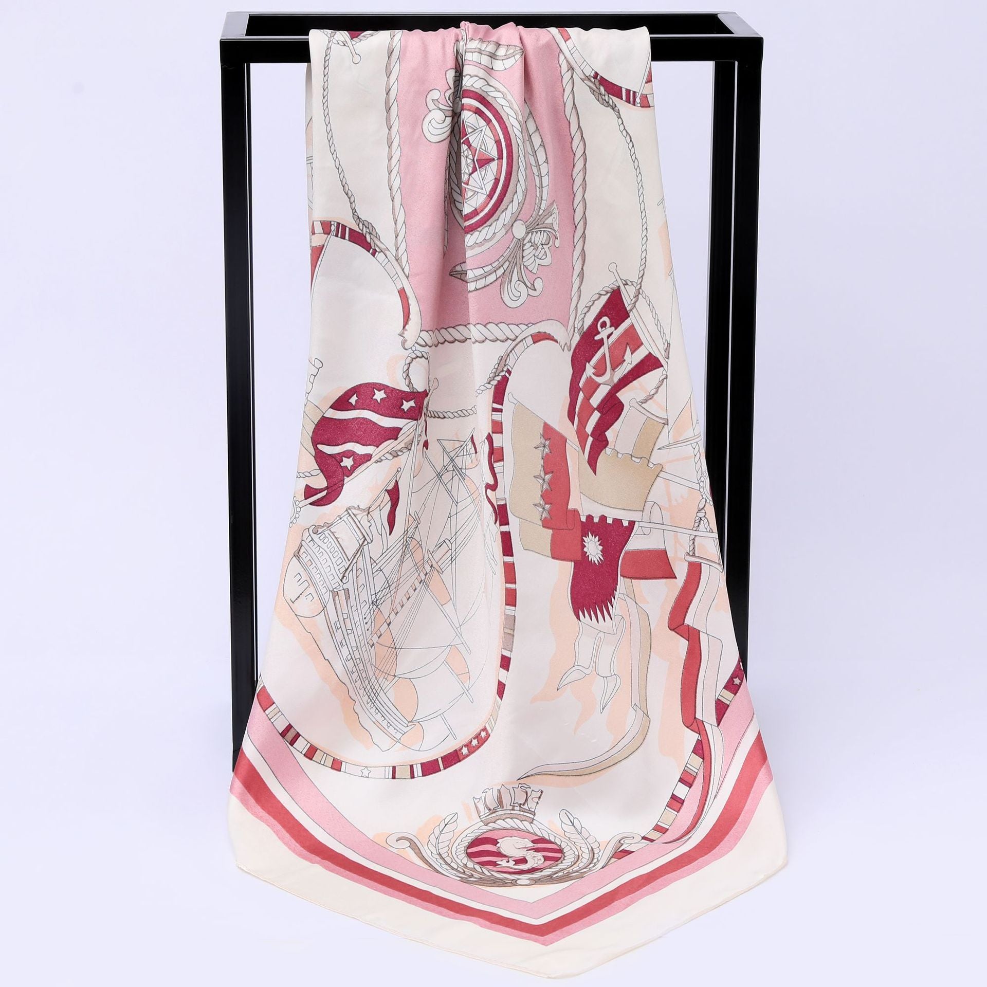 Sailing Print Emulation Silk Scarf Fashion Shawl