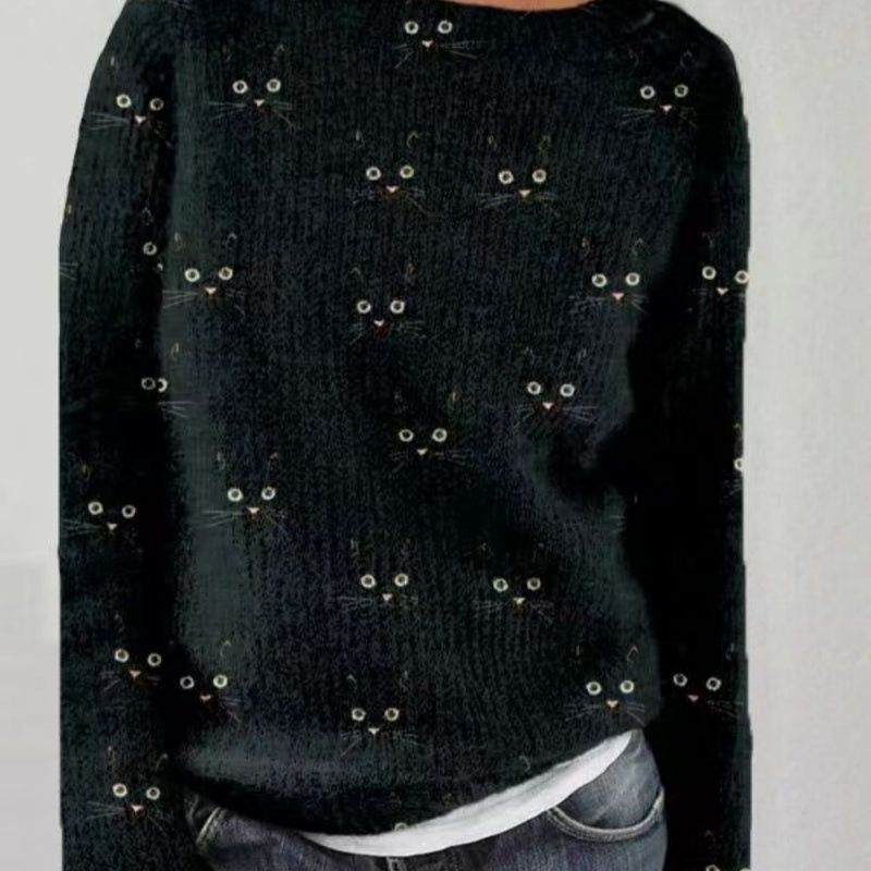 Women's Loose Printed Fleece Pullover Autumn And Winter Outer Wear