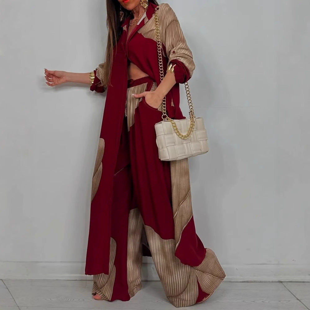 Women's Clothing Fashion Colorblock Loose Shirt