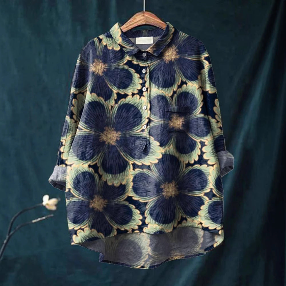 Casual Long Sleeve Shirt Animal Print Hawaiian Long Sleeve Blouse