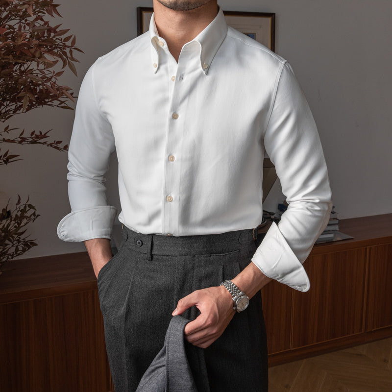 Thick Warm Gentleman's Large Pointed Collar Shirt Retro