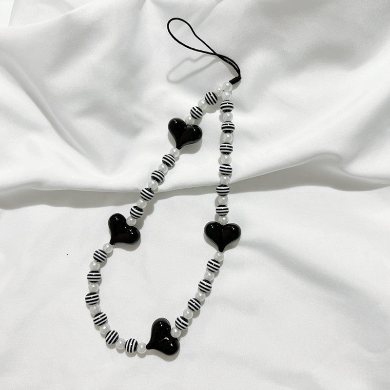 Love Phone Chain Lanyard Beaded Stripes
