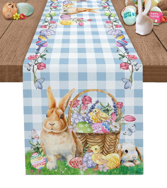 Holiday Dress-up Table Runner Easter Rabbit Egg Tablecloth