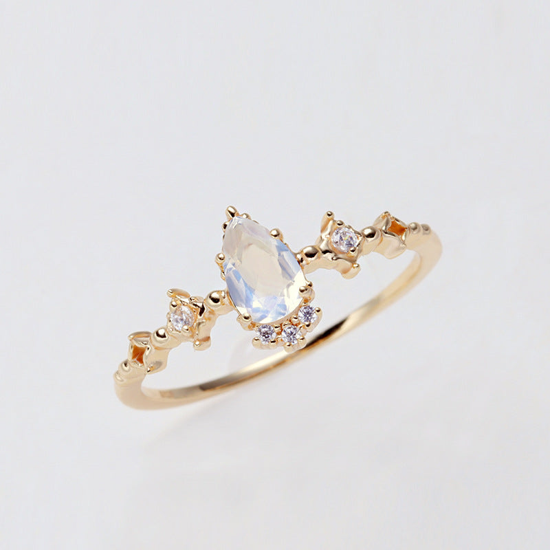 S925 Gold Plated Moonstone Thin Ring Women's Ring